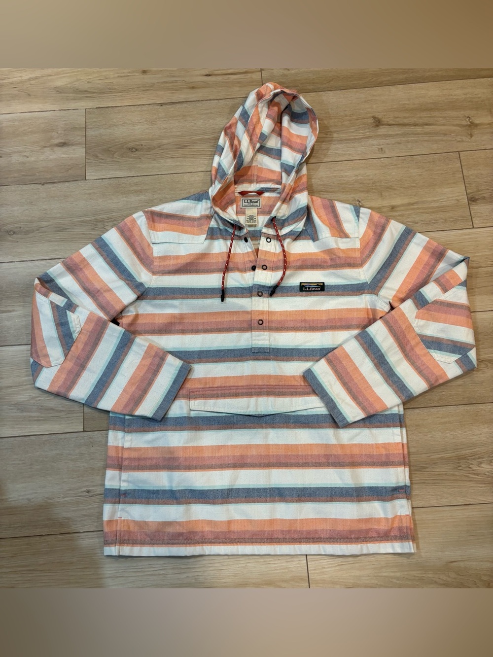 LL Bean Katahdin Performance Flannel Anorak Pullover Sweatshirt Medium M Wool